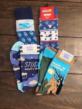 4 Pair Men's Novely Crew Socks